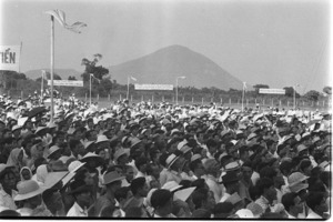 Cao Dai faith followers gathering to welcome General Khanh; Tay Ninh.