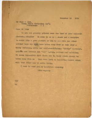 Letter from Laurence L. Doggett to Charles H. Line (November 16, 1916)
