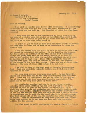 Letter from Laurence L. Doggett to James H. McCurdy (January 30, 1918)