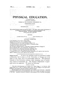 Physical Education, October, 1892