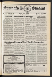 The Springfield Student (vol. 107, no. 7) Oct. 29, 1992