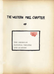Title Page for the Western Massachusetts Chapter of ANTA 1962-1970 Scrapbook