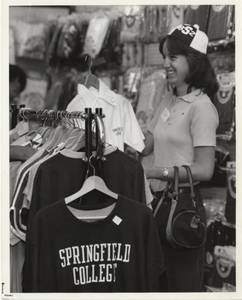 Student looking at Springfield College apparel