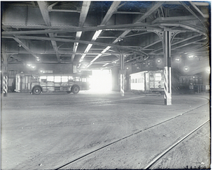 Sullivan Square lower level; type 5 number 5593 bus and train coach 915