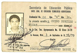 A School Issued ID Belonging to Elia Chinò