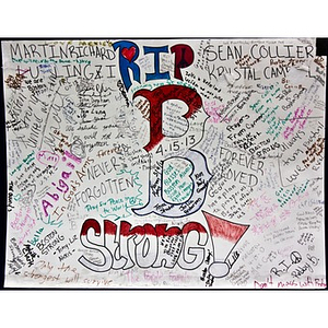 "RIP B Strong" poster from Copley Square Memorial