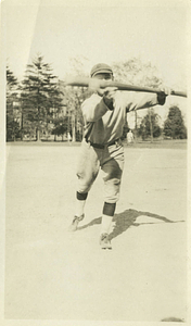 Baseball player bunting a ball (1915)