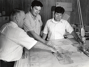 Parks Department Engineering staff Dave McCarthy, Jeff Foley and Joe Doyle review plans for Boston Common