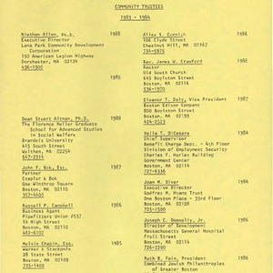 United Community Planning Corporation community trustees, 1983-1984