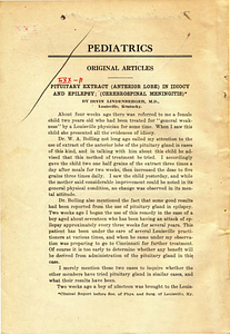 Pituitary extract (anterior lobe) in idiocy and epilepsy; (cerebrospinal meningitis)
