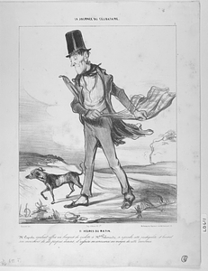 11 HEURES DU MATIN. Mr. Coquelet voulant offrir un bouquet de violette à Mlle. Palissandre, se reproche: et lavant son mouchoir de ses propres mains, il rassure sa conscience au moyen de cette économie.