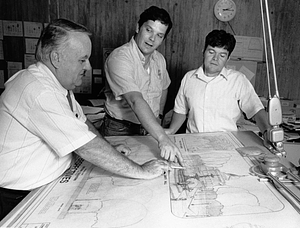 Parks Department engineering staff Dave McCarthy, Jeff Foley and Joe Doyle review plans for Boston Common