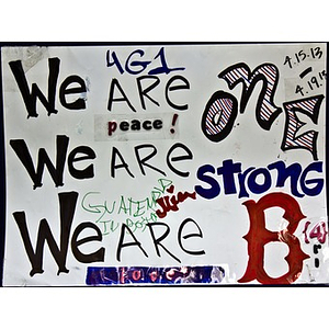"We Are One"poster from Copley Square Memorial