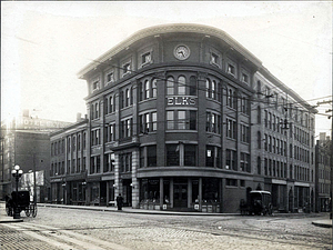 Elk's building, south corner of Spring and Exchange Street