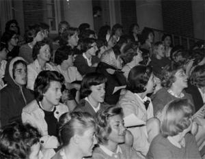 Students on Library Steps.