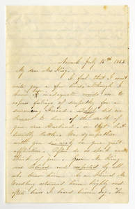 Letter by Mrs. Woodbury, from Newark, New Jersey, to Mrs. L. G. King, South Groton, Massachusetts