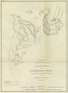 Comparative Sketch of the Handkerchief Shoal Entrance to Nantucket Sound, Mass. Showing its Increase