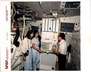 Teacher in Space Trainees Briefed in the Galley Middeck