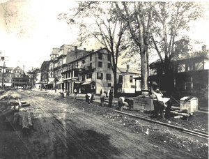 Laying trolley tracks on Main Street in Amherst