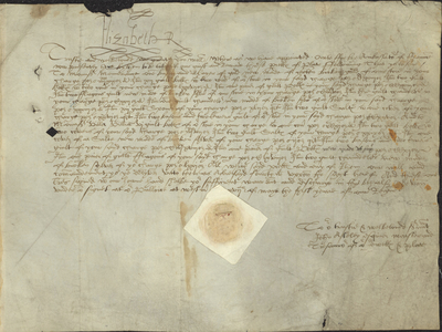Order from Queen Elizabeth I to the Treasurer of Jewels and Plate, 1559