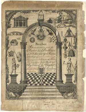 Summons for Lodge No. 2 "Ancients," to meet at the house of James Bell