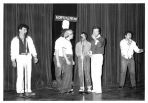 Students performing a comedic skit at Springfest, Suffolk University, 1981