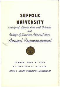 1975 Suffolk University College of Arts and Sciences and College of Business Administration Annual Commencement Program
