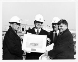 Tour of the Ted Williams Tunnel in Boston, Mass: Representative Norman Mineta (D-CA), John Joseph Moakley, and Thomas M. Menino in hard hats