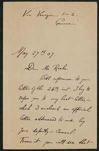 Letter, May 27, 1907, Gerald Hay to James Jeffrey Roche