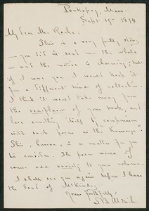 Letter, September 19, 1894, T.B. Aldrich to James Jeffrey Roche