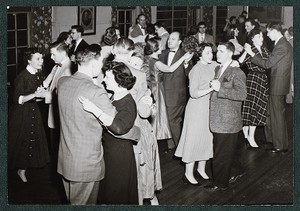 View of students dancing at a social event