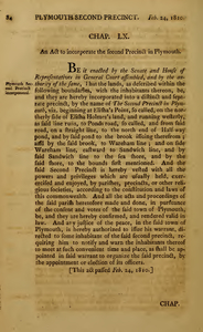 1809 Chap. 0061. An Act, To Incorporate The Second Precinct In Plymouth.