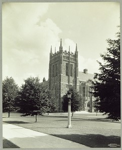 Bapst Library, the fourth building constructed on Boston College's Chestnut Hill campus