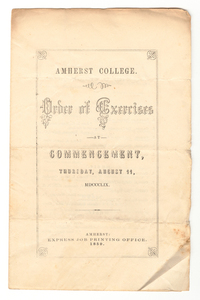 Amherst College Commencement program, 1859 August 11