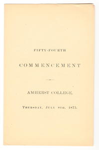 Amherst College Commencement program, 1875 July 8