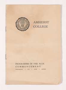 Amherst College Commencement program, 1919 June 18