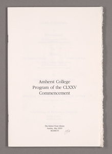 Amherst College Commencement program, 1996 May 26