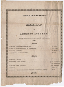 Amherst Academy exhibition program, 1829 August 24