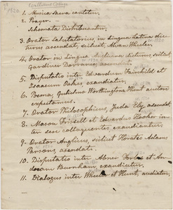Handwritten transcription of Williams College Commencement program, 1820