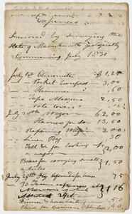 Edward Hitchcock geological survey account book, 1830 July to 1830 December