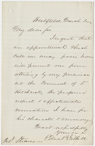 Edward Bates Gillett letter to William Augustus Stearns, 1864 March 1