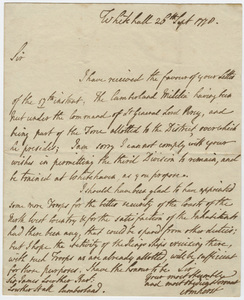 Jeffery Amherst letter to Sir James Lowther, 1778 September 26