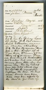 Tewksbury Almshouse Intake Record: Powers, John