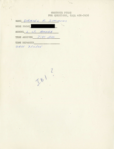 Citywide Coordinating Council daily monitoring report for South Boston High School's L Street Annex by Daniel R. Simmons, 1975 September 11