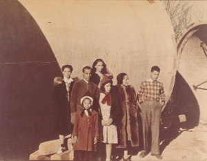 My family Thanksgiving photo in front of Hultman aqueduct pipes