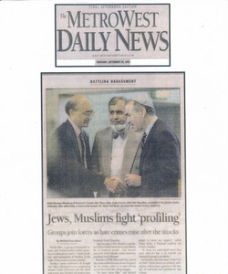 Press conference at temple after 9/11 on 9/19/2001