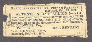 Funeral clipping for William Chester Cowles, 1871