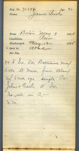 Tewksbury Almshouse Intake Record: Burke, James