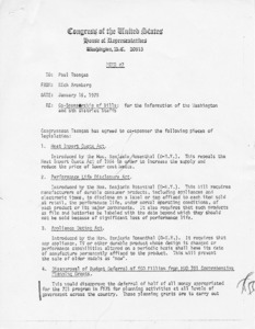 Memo #7, Co-Sponsorship of Bills: for information of the Washington and 5th District Staffs