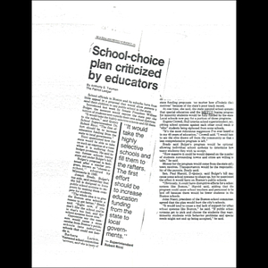 School-choice plan criticized by educators.